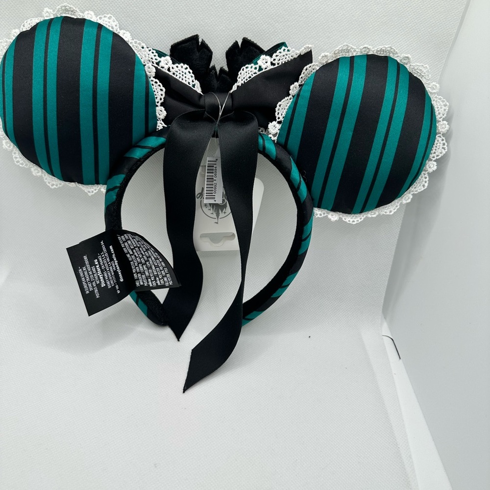 Haunted Mansion Disney Teal and Black Striped Mouse Ears Headband